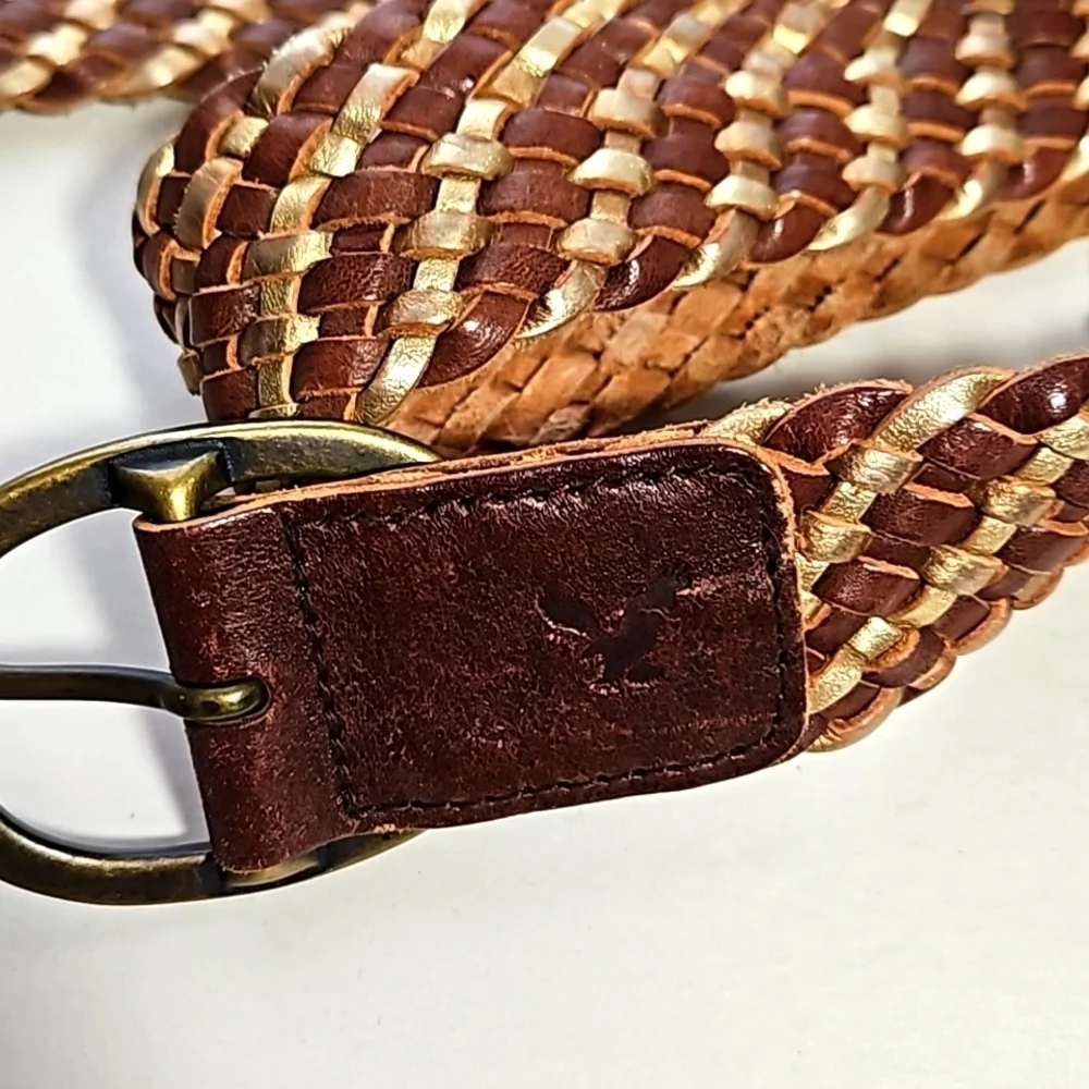 American Eagle Outfitters Women's Boho Braided Genuine Leather Belt Size S/M